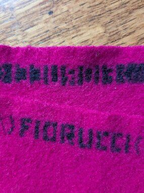 Fiorucci scarf - magenta, fringe, date unknown